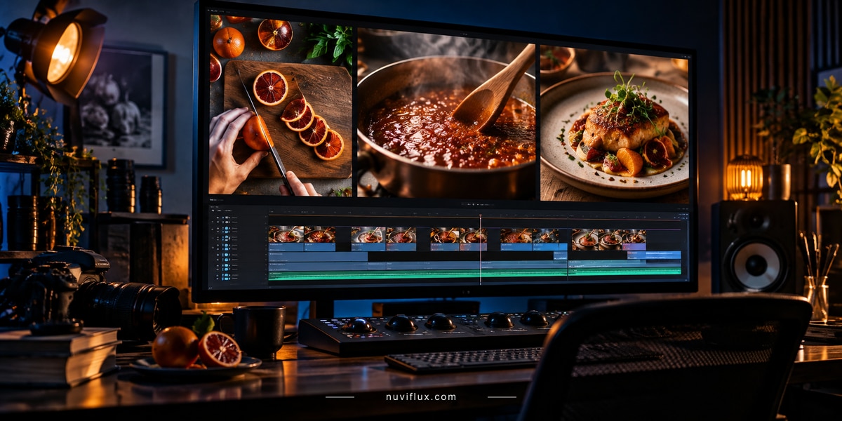 Original wide concept scene for automate short-form video editing with local ai.