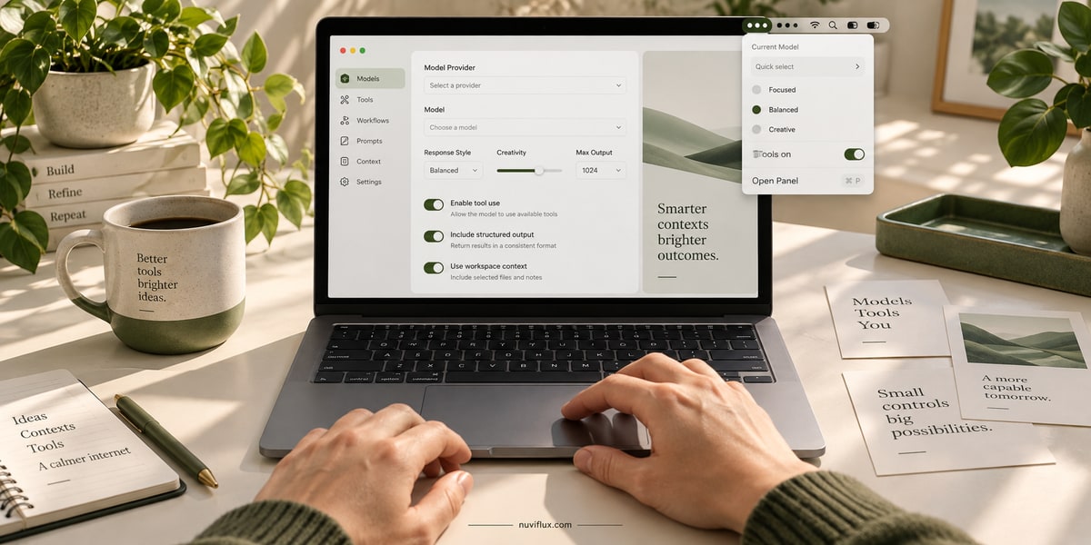 Original concept scene for build a macos menu bar for llm cli tools.