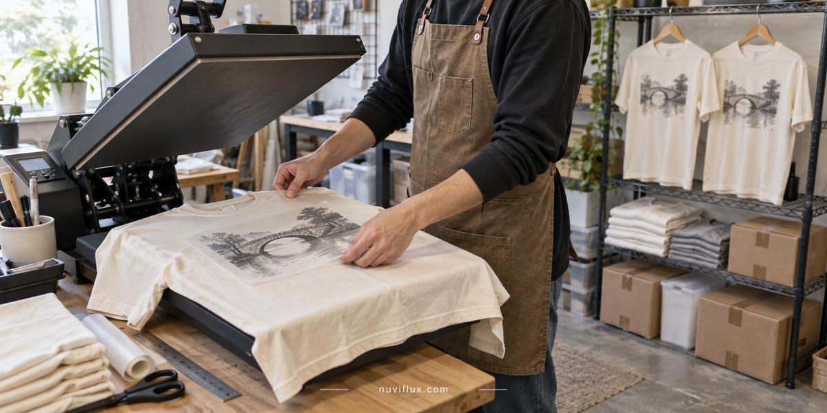 Original wide concept scene for make custom t-shirts for local communities.