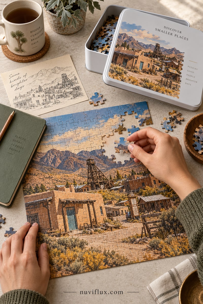 Original vertical concept scene for design hyper-local souvenir jigsaw puzzles.