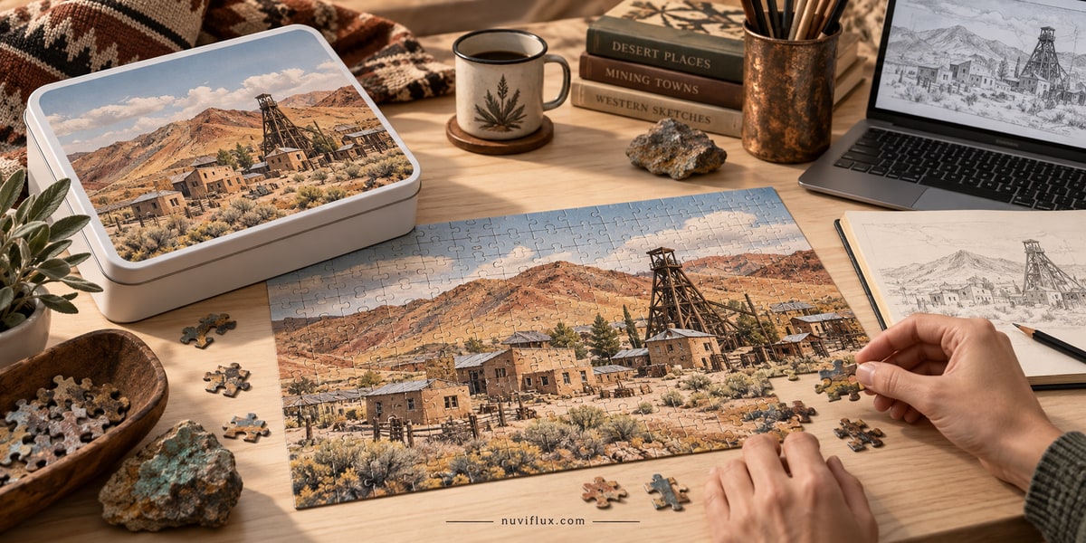 Original concept scene for design hyper-local souvenir jigsaw puzzles.