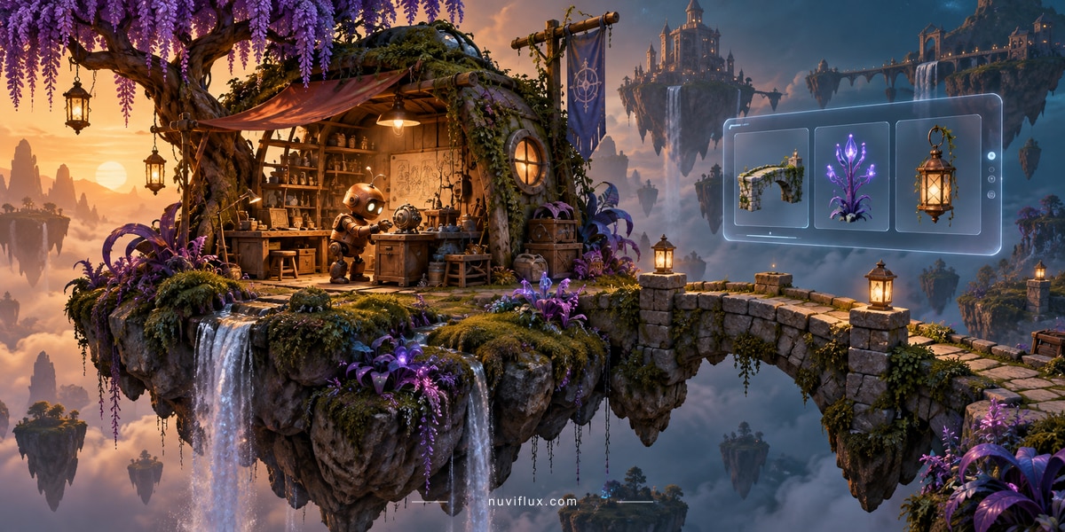 Original wide concept scene for build ai-assisted game modding tools and assets.