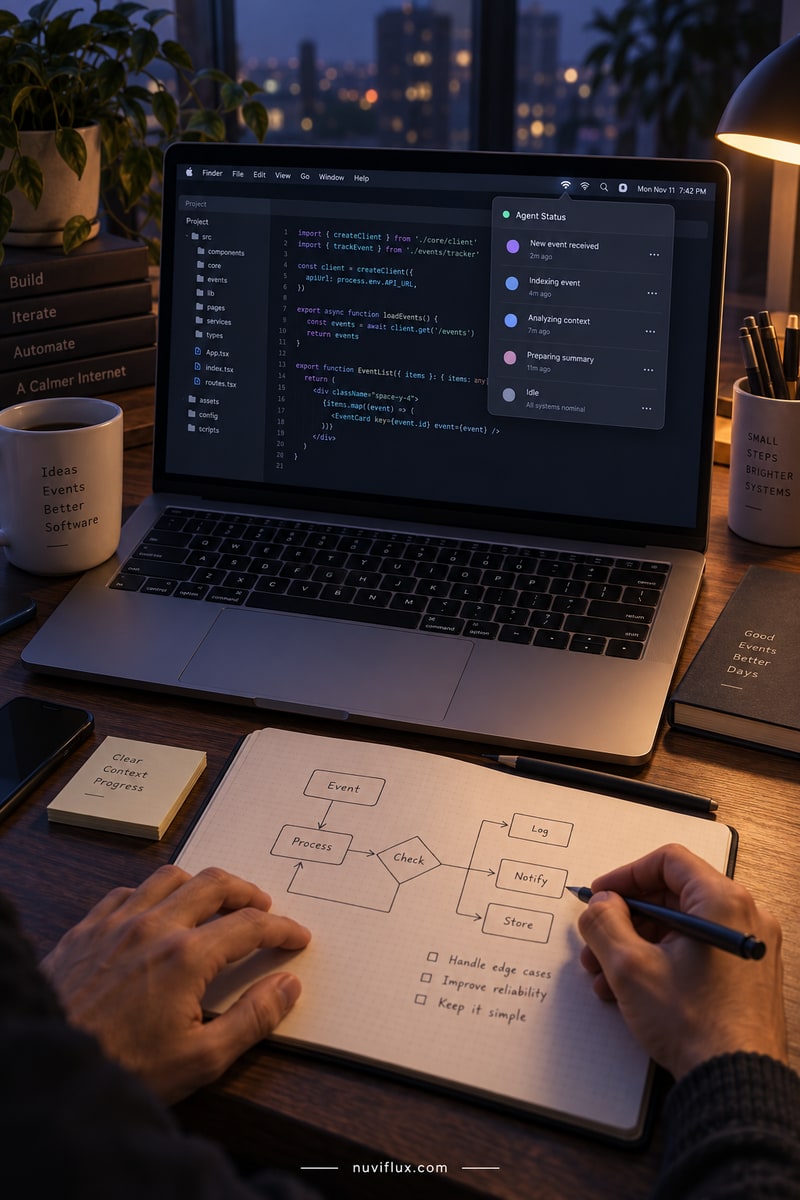 Original vertical concept scene for monitor local ai agents from the macos menu bar.