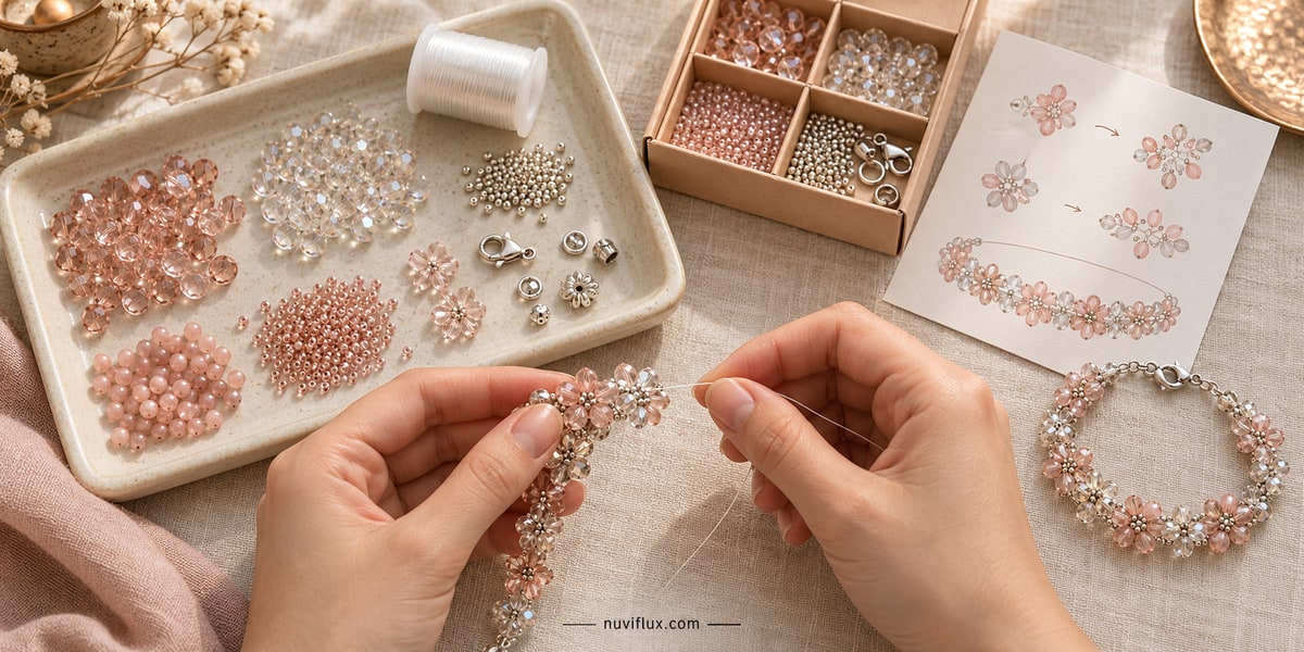 Original concept scene for create beaded jewelry tutorial kits.