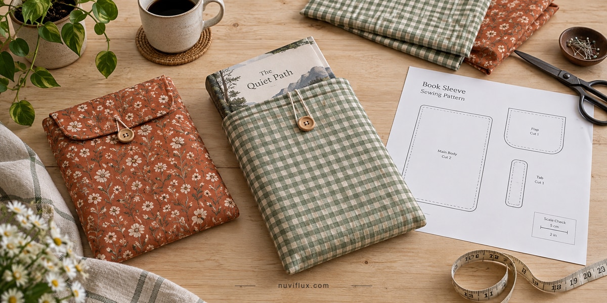 Original wide concept scene for sell niche digital sewing patterns for accessories.