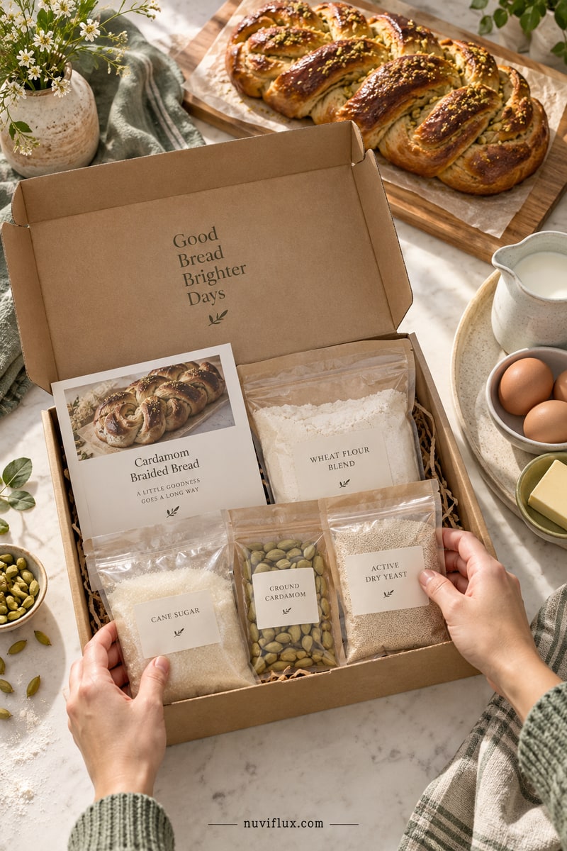 Original vertical concept scene for sell nordic baking kits on etsy.