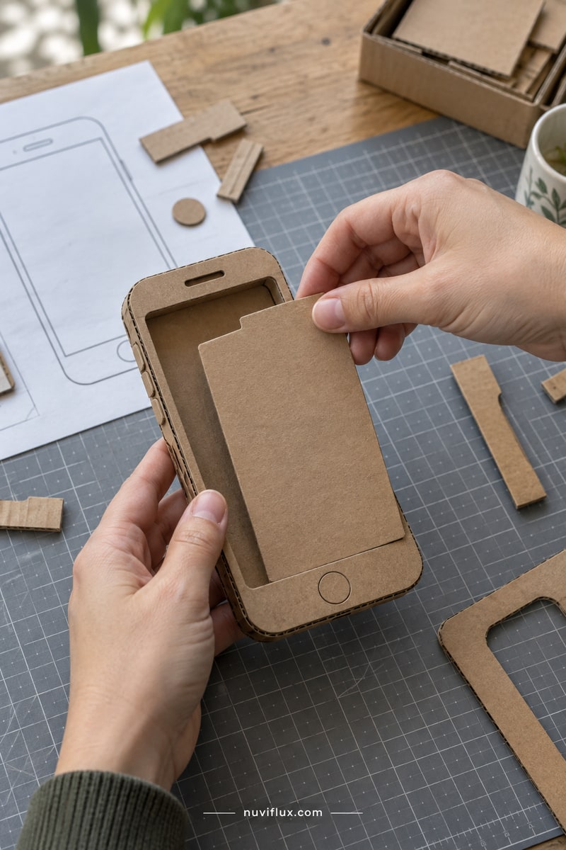 Original portrait concept scene for sell printable templates for cardboard tech props.