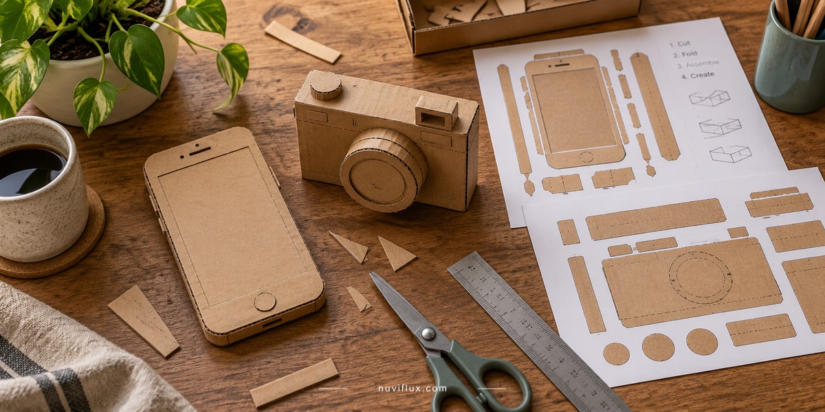 Original wide concept scene for sell printable templates for cardboard tech props.
