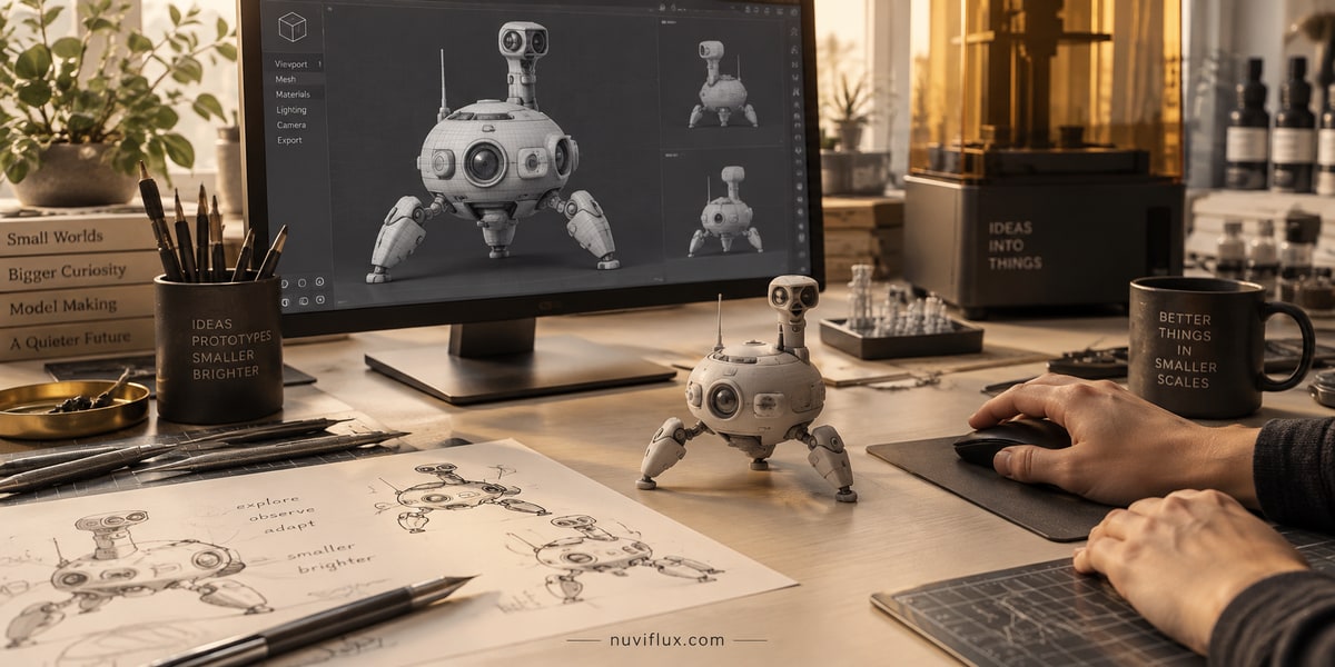 Original concept scene for sell sci-fi miniature stl files on patreon.
